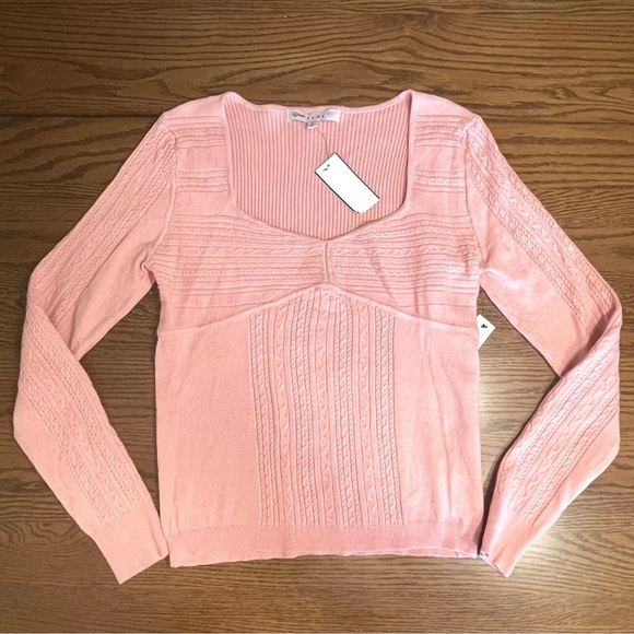 Crave Fame Sweater Sizes L & XL Junior Pink Soft Cable Knit Ribbed Stretchy New - Picture 4 of 13